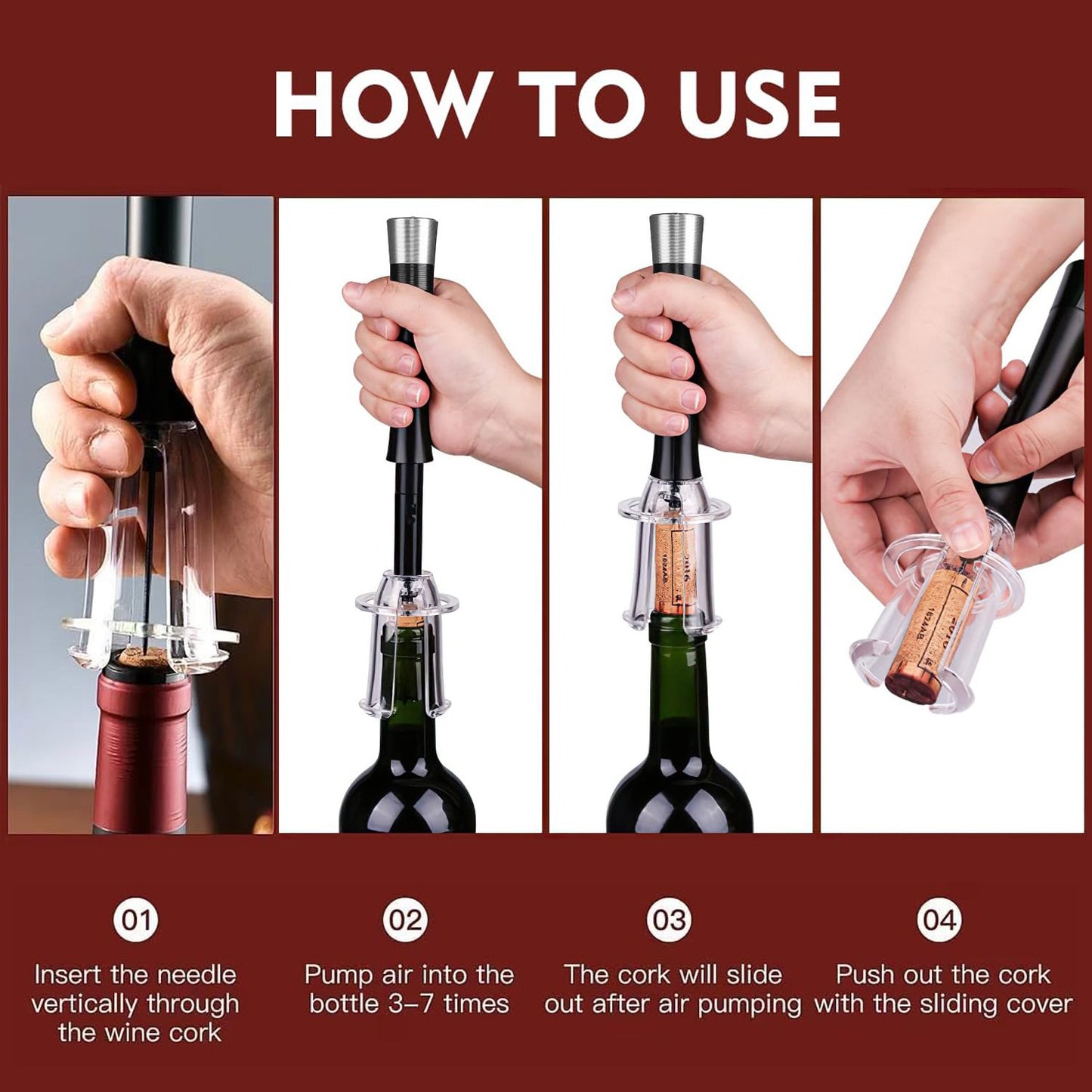 🍷 Experience Effortless Wine Opening - 49% OFF - ✨Air Pump Cork Remover Wine Bottle Opener Set