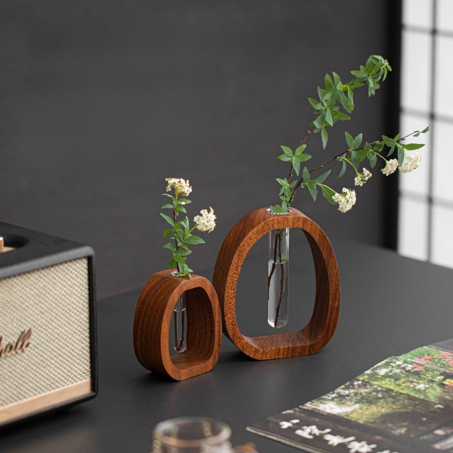 🌿 Elevate Your Home – 49% OFF – ✨Solid Wood Glass Vase